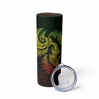 New Zealand Sea Animals with Maori Tribal Tattoo Skinny Tumbler Shark Manta Ray with Silver Fern Reggae