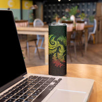 New Zealand Sea Animals with Maori Tribal Tattoo Skinny Tumbler Shark Manta Ray with Silver Fern Reggae
