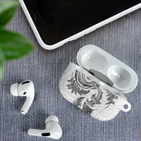 New Zealand Sea Animals with Maori Tribal Tattoo AirPods Case Shark Manta Ray with Silver Fern White LT03 - Polynesian Pride