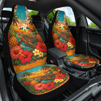 Hawaiian Turtles on Beach Car Seat Cover with Pineapple Tropical Plant and Lei LT03 One Size Multicolor - Polynesian Pride