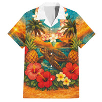 Hawaiian Turtles on Beach Hawaiian Shirt with Pineapple Tropical Plant and Lei LT03 Multicolor - Polynesian Pride