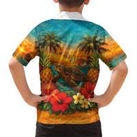 Hawaiian Turtles on Beach Hawaiian Shirt with Pineapple Tropical Plant and Lei LT03 - Polynesian Pride