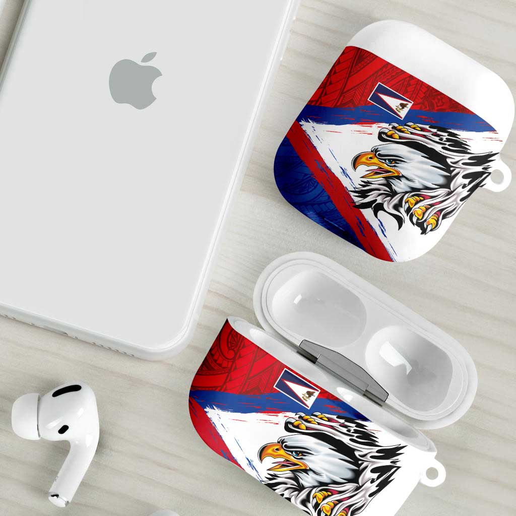 American Samoa Flag Day AirPods Case Polynesian Art Geometric with Flag Brush Style
