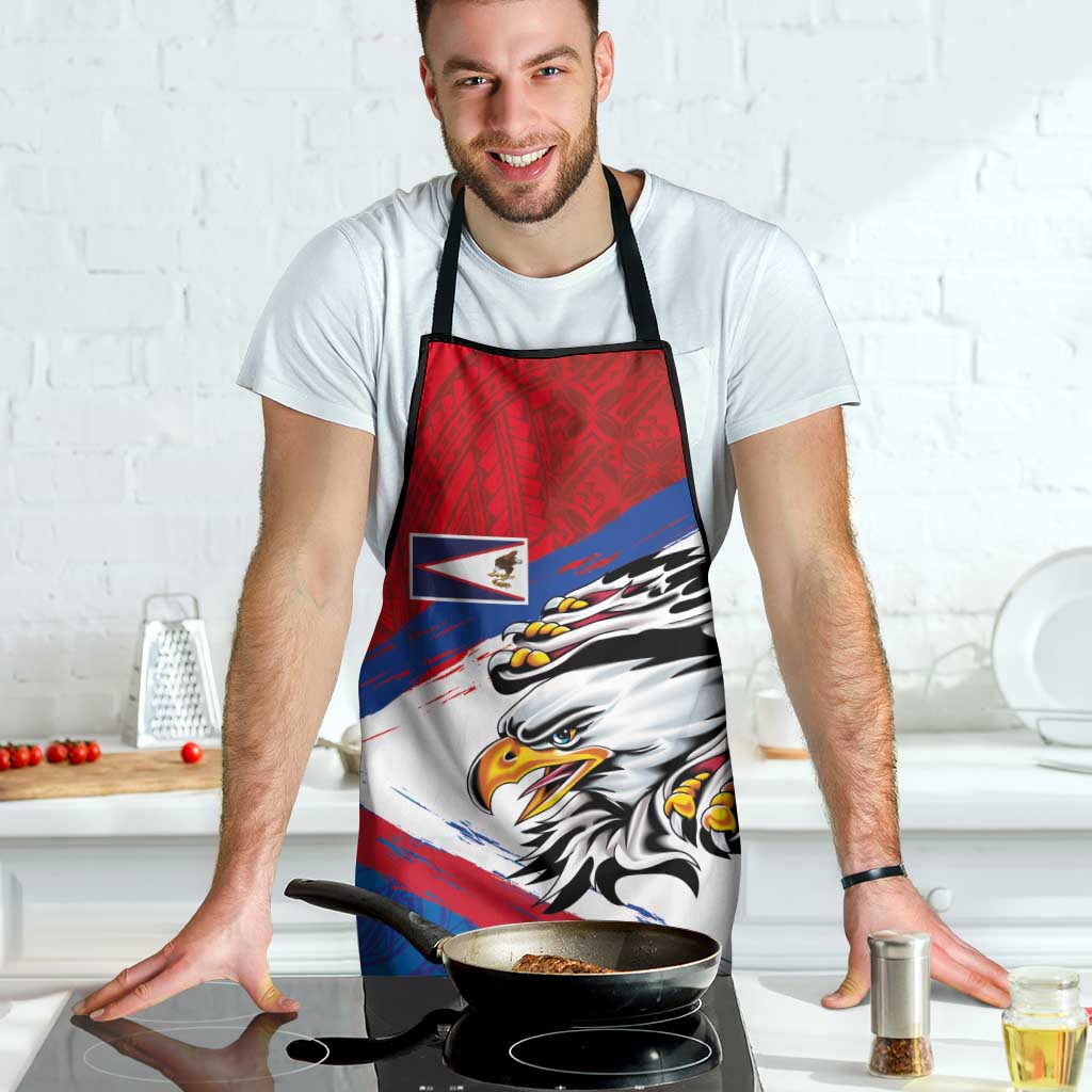 American Samoa Flag Day Apron Polynesian Art Geometric with Flag Brush Style