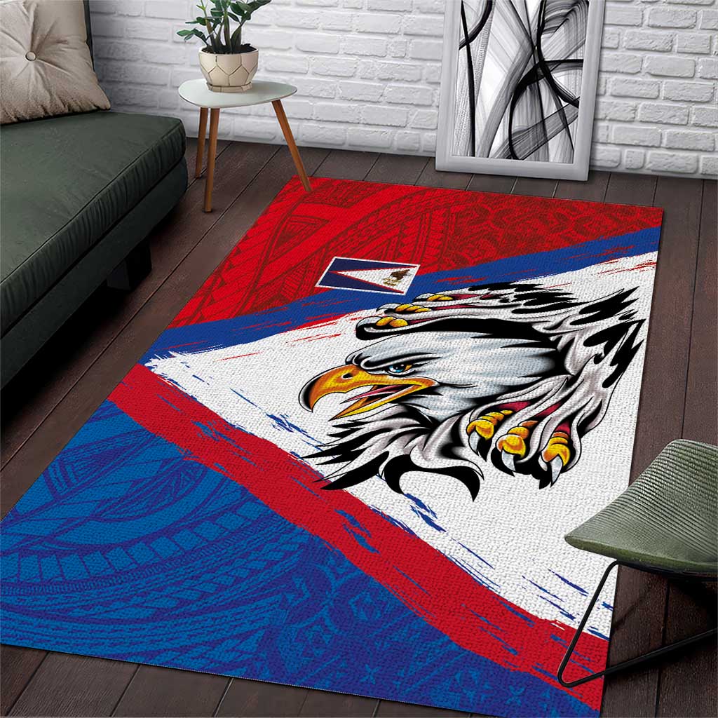 American Samoa Flag Day Area Rug Polynesian Art Geometric with Flag Brush Style LT03 Multicolor - Polynesian Pride