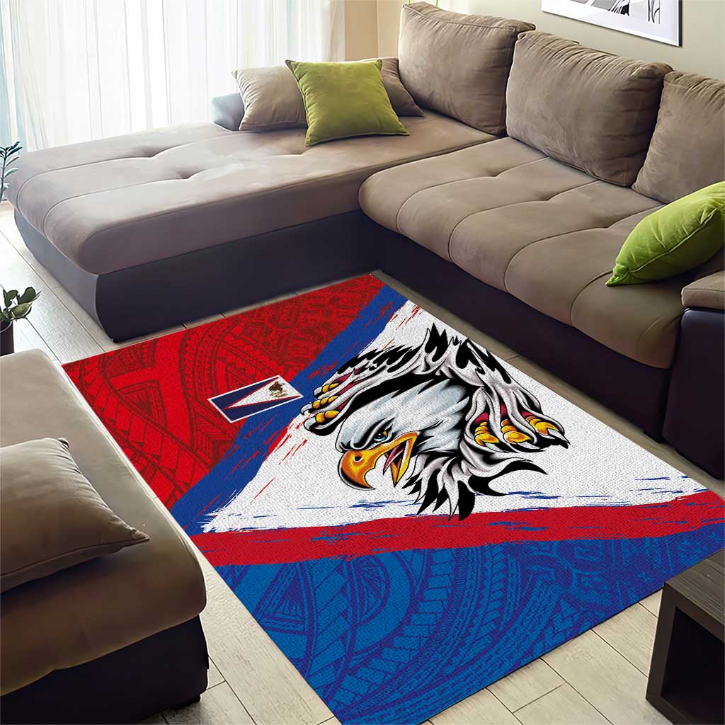 American Samoa Flag Day Area Rug Polynesian Art Geometric with Flag Brush Style LT03 - Polynesian Pride