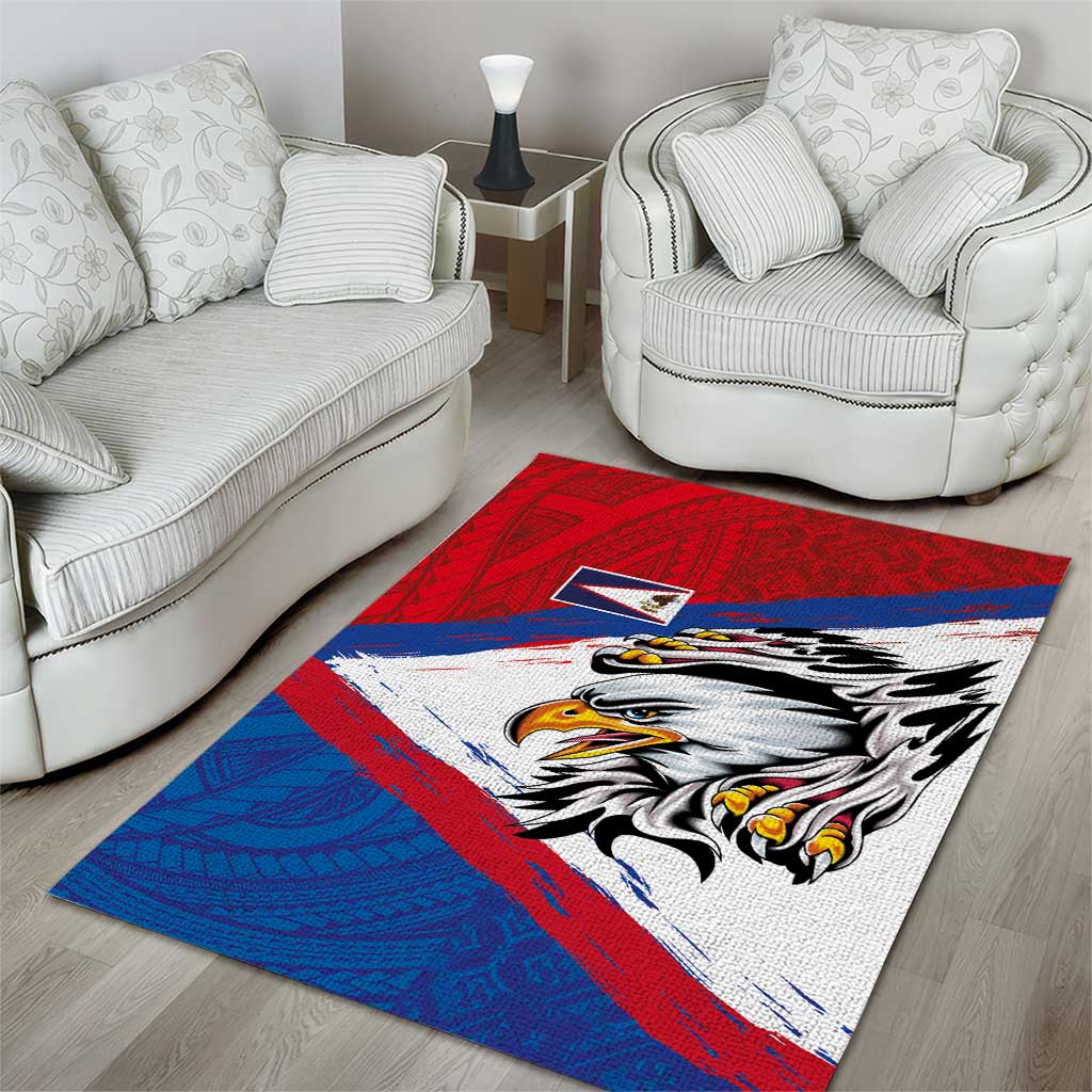 American Samoa Flag Day Area Rug Polynesian Art Geometric with Flag Brush Style LT03 - Polynesian Pride