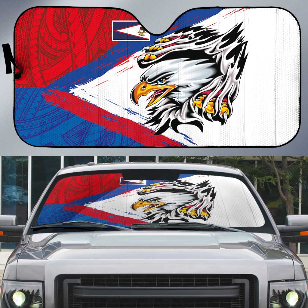 American Samoa Flag Day Auto Sun Shade Polynesian Art Geometric with Flag Brush Style
