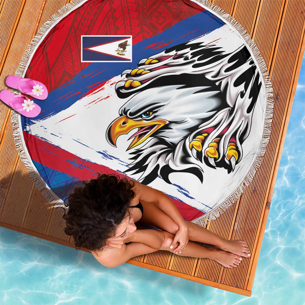 American Samoa Flag Day Beach Blanket Polynesian Art Geometric with Flag Brush Style LT03 - Polynesian Pride