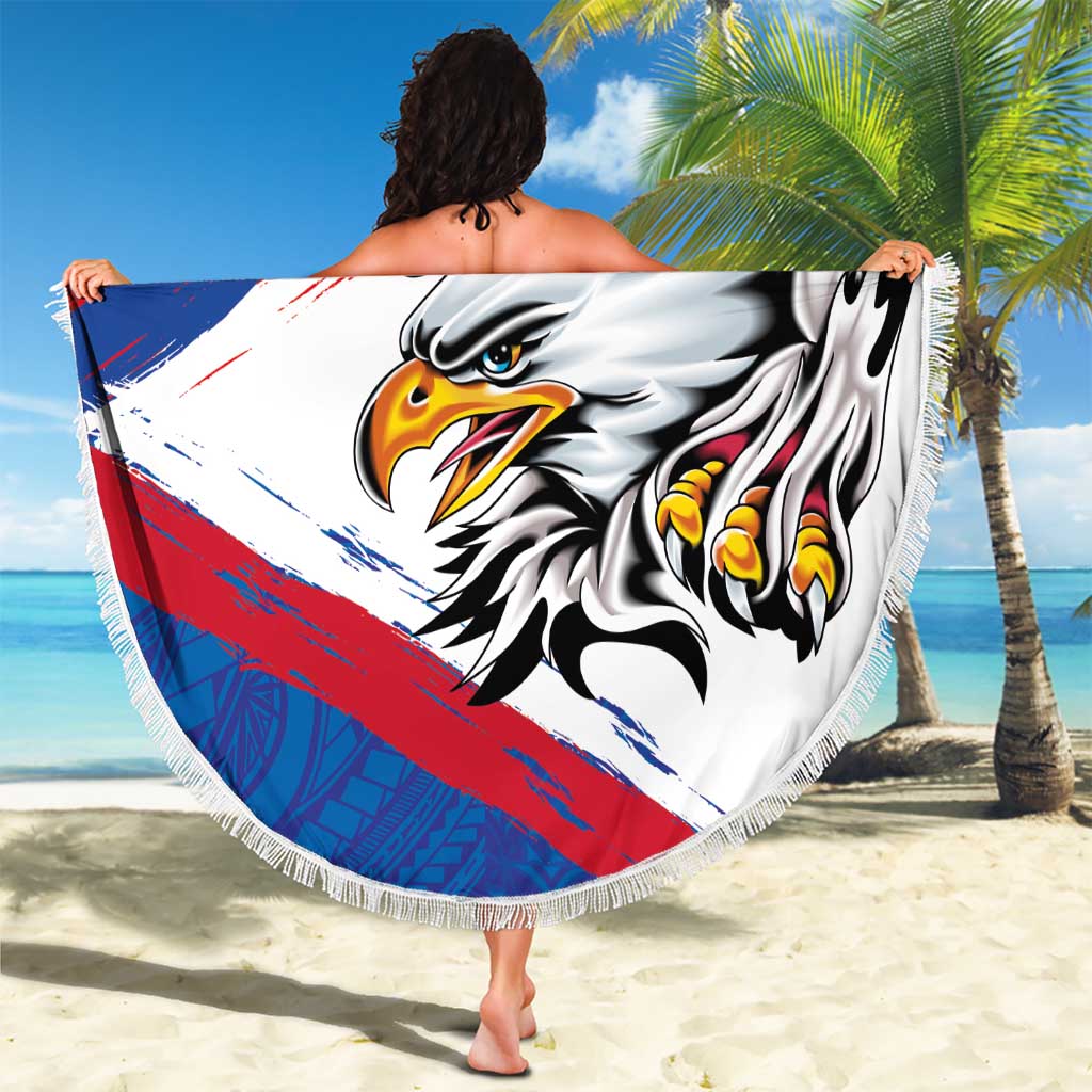 American Samoa Flag Day Beach Blanket Polynesian Art Geometric with Flag Brush Style LT03 - Polynesian Pride