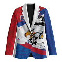 American Samoa Flag Day Blazer Polynesian Art Geometric with Flag Brush Style