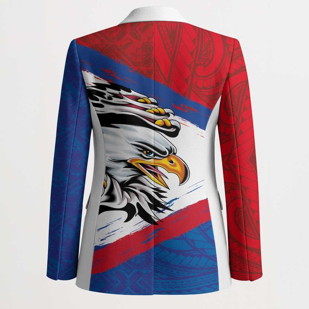 American Samoa Flag Day Blazer Polynesian Art Geometric with Flag Brush Style