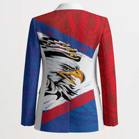 American Samoa Flag Day Blazer Polynesian Art Geometric with Flag Brush Style