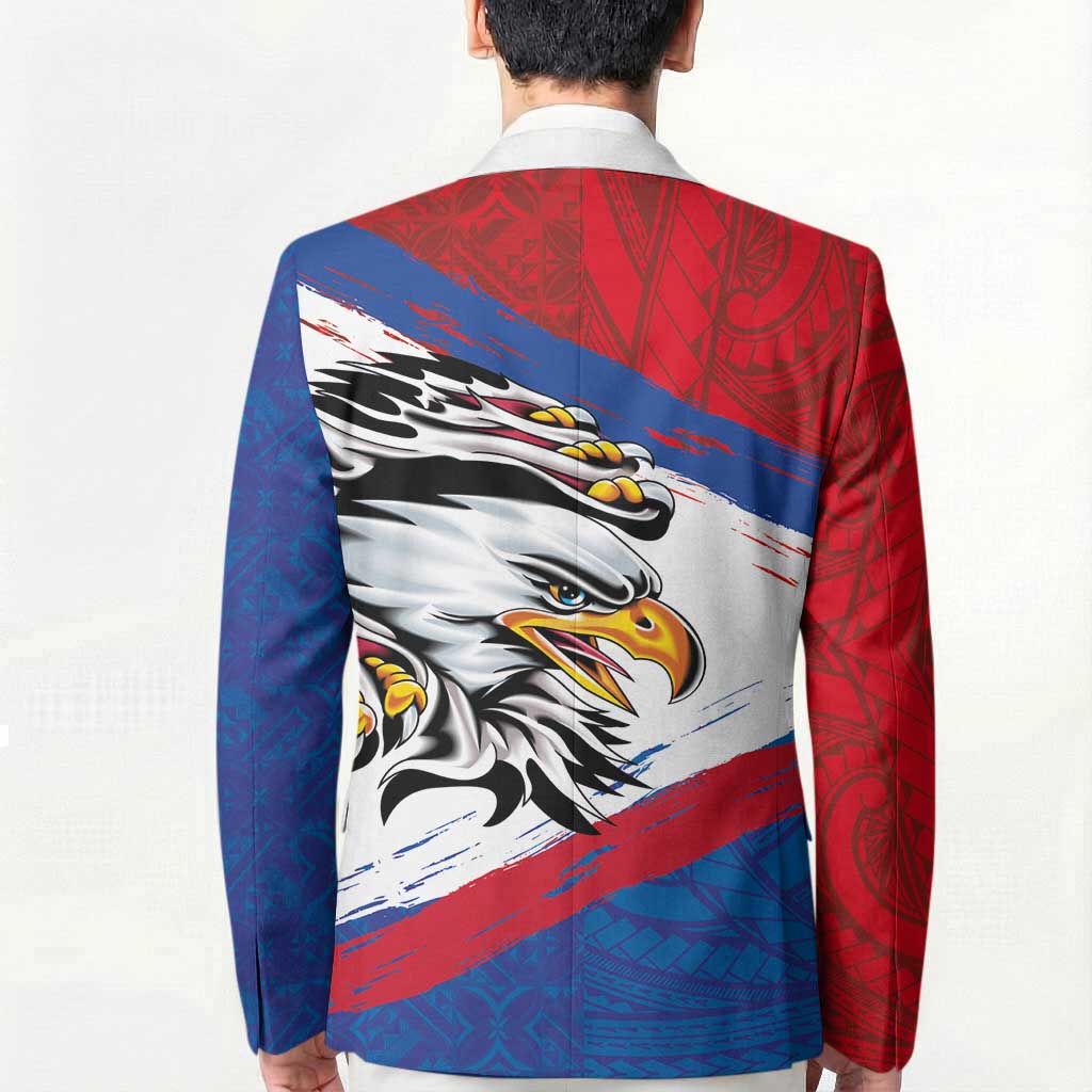 American Samoa Flag Day Blazer Polynesian Art Geometric with Flag Brush Style