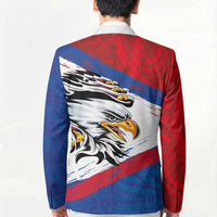 American Samoa Flag Day Blazer Polynesian Art Geometric with Flag Brush Style