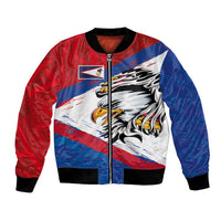 American Samoa Flag Day Bomber Jacket Polynesian Art Geometric with Flag Brush Style