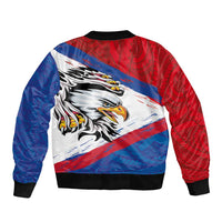 American Samoa Flag Day Bomber Jacket Polynesian Art Geometric with Flag Brush Style