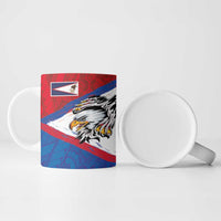 American Samoa Flag Day Ceramic Mug Polynesian Art Geometric with Flag Brush Style