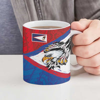 American Samoa Flag Day Ceramic Mug Polynesian Art Geometric with Flag Brush Style