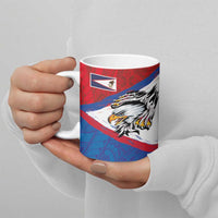 American Samoa Flag Day Ceramic Mug Polynesian Art Geometric with Flag Brush Style