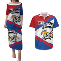 American Samoa Flag Day Couples Matching Puletasi and Hawaiian Shirt Polynesian Art Geometric with Flag Brush Style LT03 Multicolor - Polynesian Pride