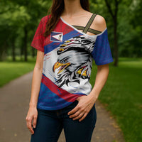 American Samoa Flag Day Cross Shoulder Shirt Polynesian Art Geometric with Flag Brush Style