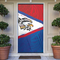American Samoa Flag Day Door Cover Polynesian Art Geometric with Flag Brush Style LT03 Multicolor - Polynesian Pride