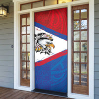 American Samoa Flag Day Door Cover Polynesian Art Geometric with Flag Brush Style LT03 - Polynesian Pride