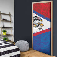 American Samoa Flag Day Door Cover Polynesian Art Geometric with Flag Brush Style LT03 - Polynesian Pride