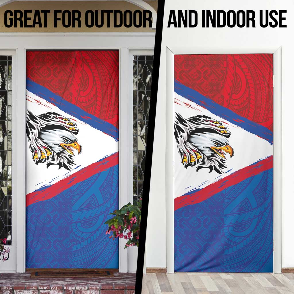 American Samoa Flag Day Door Cover Polynesian Art Geometric with Flag Brush Style LT03 - Polynesian Pride