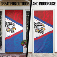 American Samoa Flag Day Door Cover Polynesian Art Geometric with Flag Brush Style LT03 - Polynesian Pride