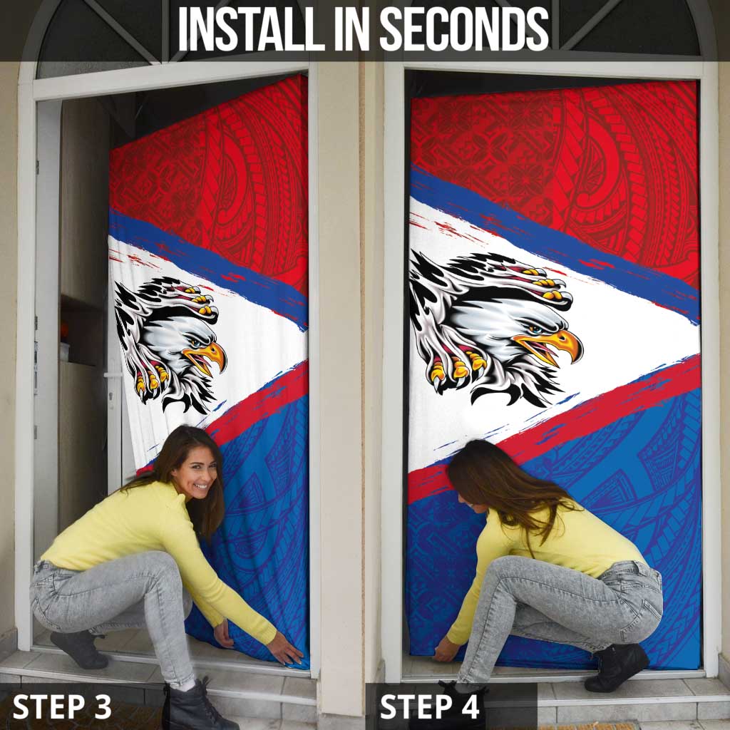 American Samoa Flag Day Door Cover Polynesian Art Geometric with Flag Brush Style LT03 - Polynesian Pride