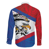 American Samoa Flag Day Family Matching Off The Shoulder Long Sleeve Dress and Hawaiian Shirt Polynesian Art Geometric with Flag Brush Style LT03 - Polynesian Pride