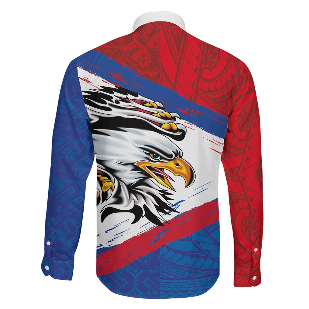 American Samoa Flag Day Family Matching Off Shoulder Maxi Dress and Hawaiian Shirt Polynesian Art Geometric with Flag Brush Style