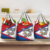 American Samoa Flag Day Grocery Bag Polynesian Art Geometric with Flag Brush Style