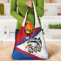 American Samoa Flag Day Grocery Bag Polynesian Art Geometric with Flag Brush Style