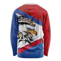 American Samoa Flag Day Long Sleeve Shirt Polynesian Art Geometric with Flag Brush Style LT03 - Polynesian Pride