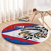 American Samoa Flag Day Round Carpet Polynesian Art Geometric with Flag Brush Style