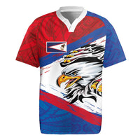 American Samoa Flag Day Rugby Jersey Polynesian Art Geometric with Flag Brush Style