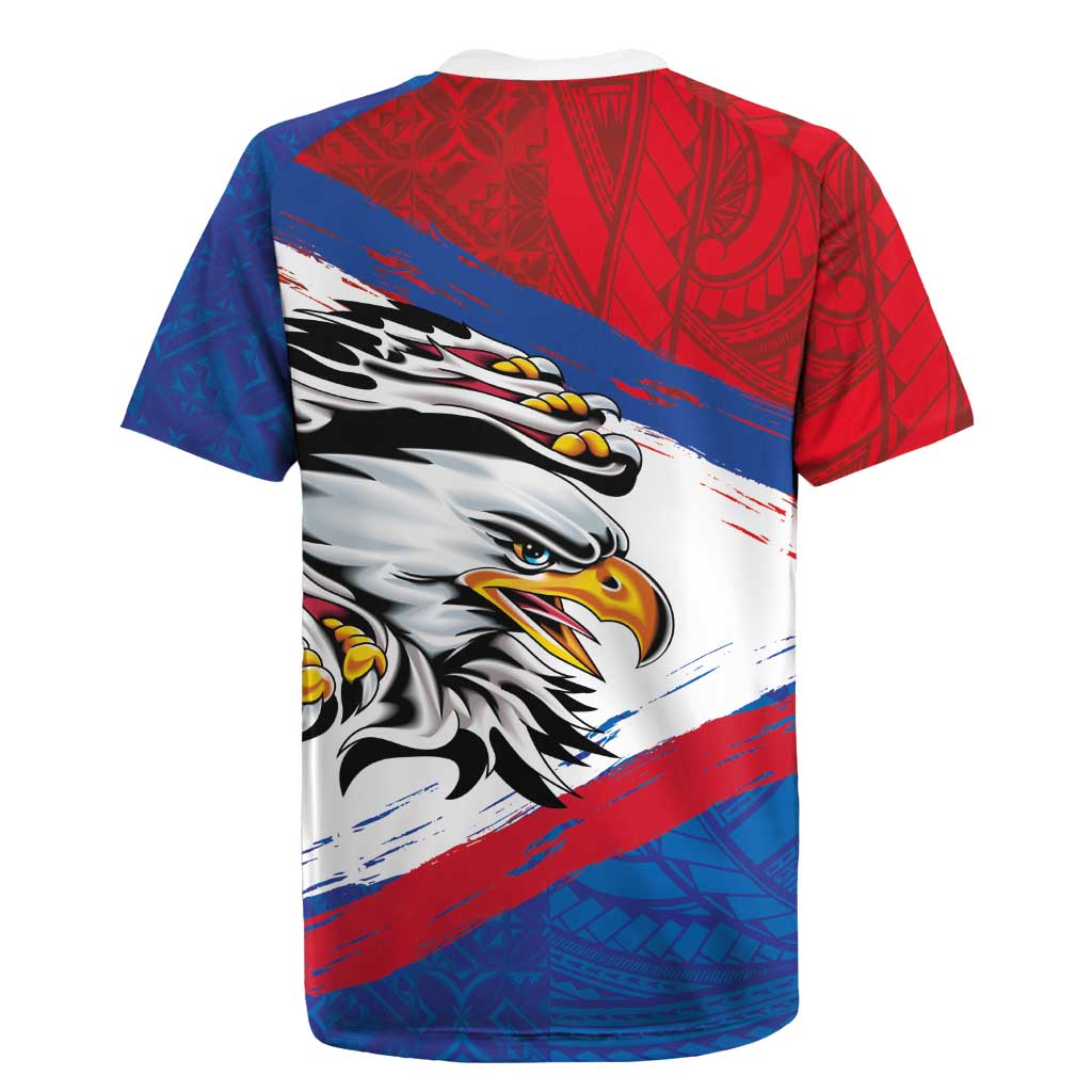 American Samoa Flag Day Rugby Jersey Polynesian Art Geometric with Flag Brush Style