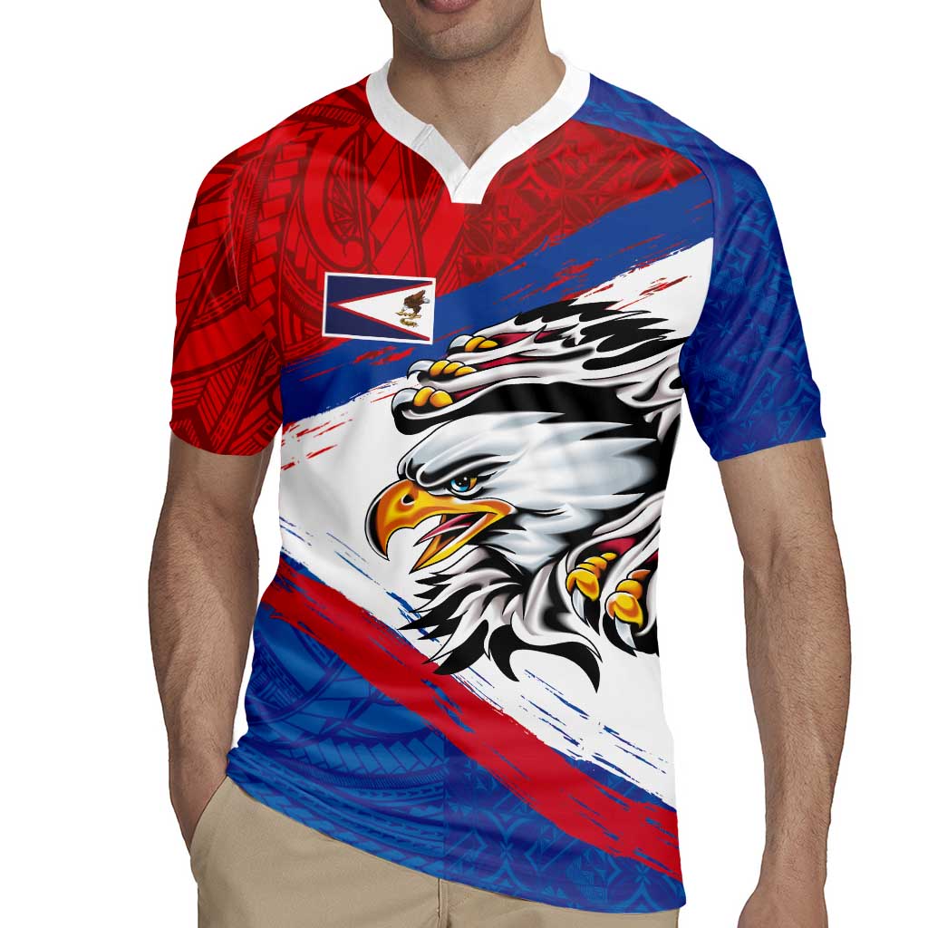 American Samoa Flag Day Rugby Jersey Polynesian Art Geometric with Flag Brush Style