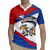 American Samoa Flag Day Rugby Jersey Polynesian Art Geometric with Flag Brush Style