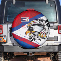 American Samoa Flag Day Spare Tire Cover Polynesian Art Geometric with Flag Brush Style