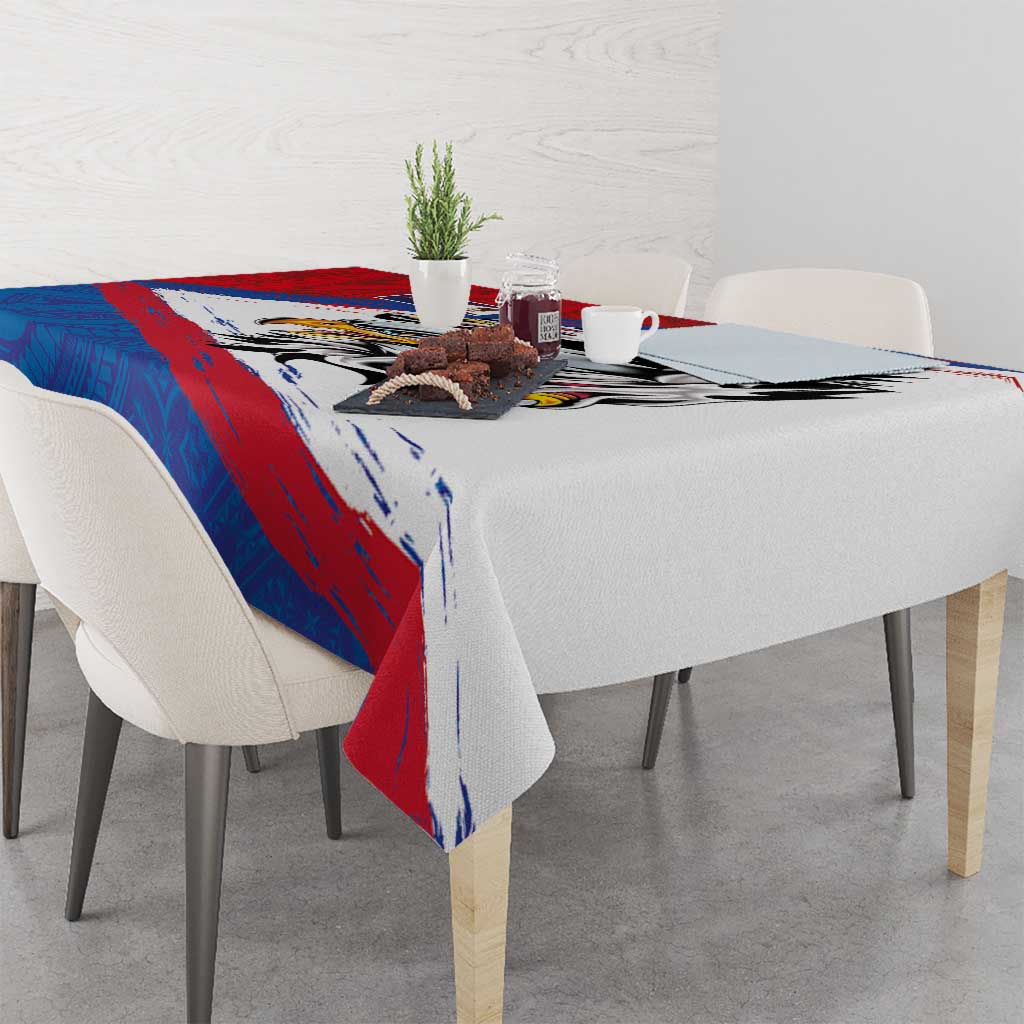 American Samoa Flag Day Tablecloth Polynesian Art Geometric with Flag Brush Style