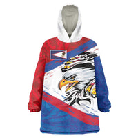 American Samoa Flag Day Wearable Blanket Hoodie Polynesian Art Geometric with Flag Brush Style