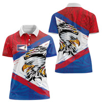 American Samoa Flag Day Women Polo Shirt Polynesian Art Geometric with Flag Brush Style