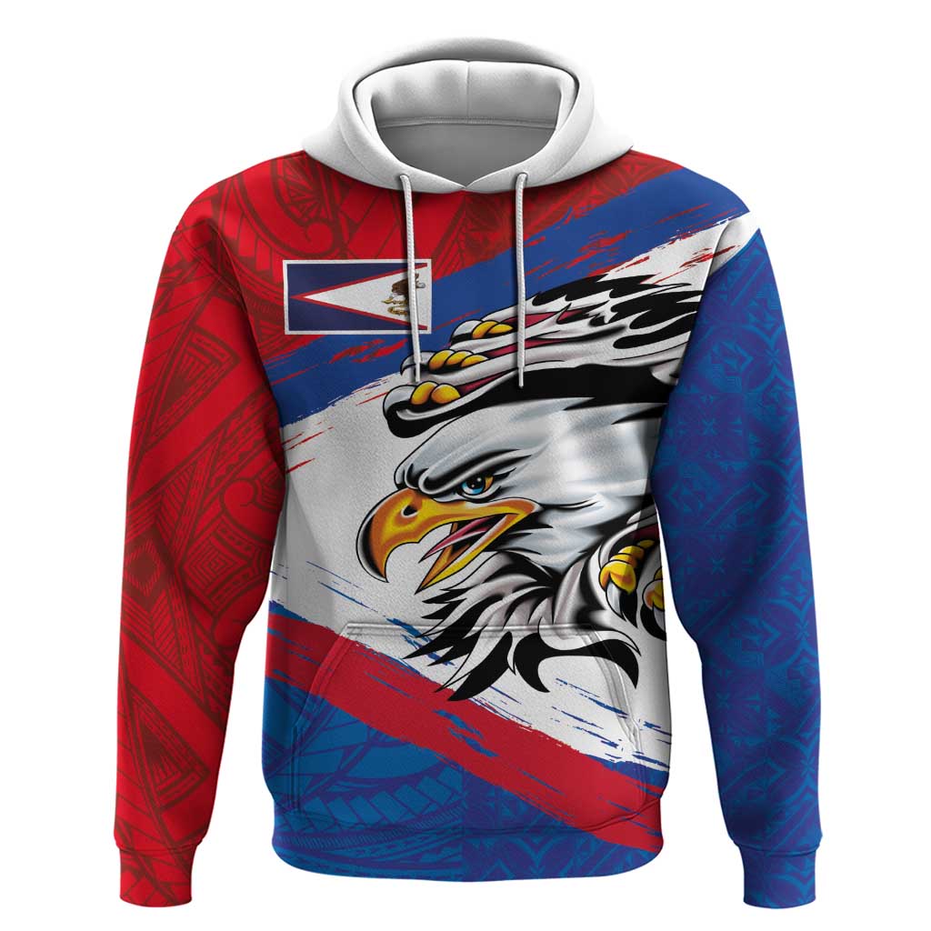 American Samoa Flag Day Zip Hoodie Polynesian Art Geometric with Flag Brush Style