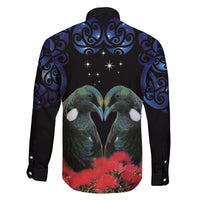 New Zealand Maori Matariki Family Matching Short Sleeve Bodycon Dress and Hawaiian Shirt Hongi Tui Bird Pohutukawa and Polynesia Tribal LT03 - Polynesian Pride