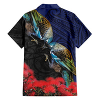 New Zealand Maori Hongi Culture Family Matching Long Sleeve Bodycon Dress and Hawaiian Shirt Tui Bird Pohutukawa and Polynesian Pattern
