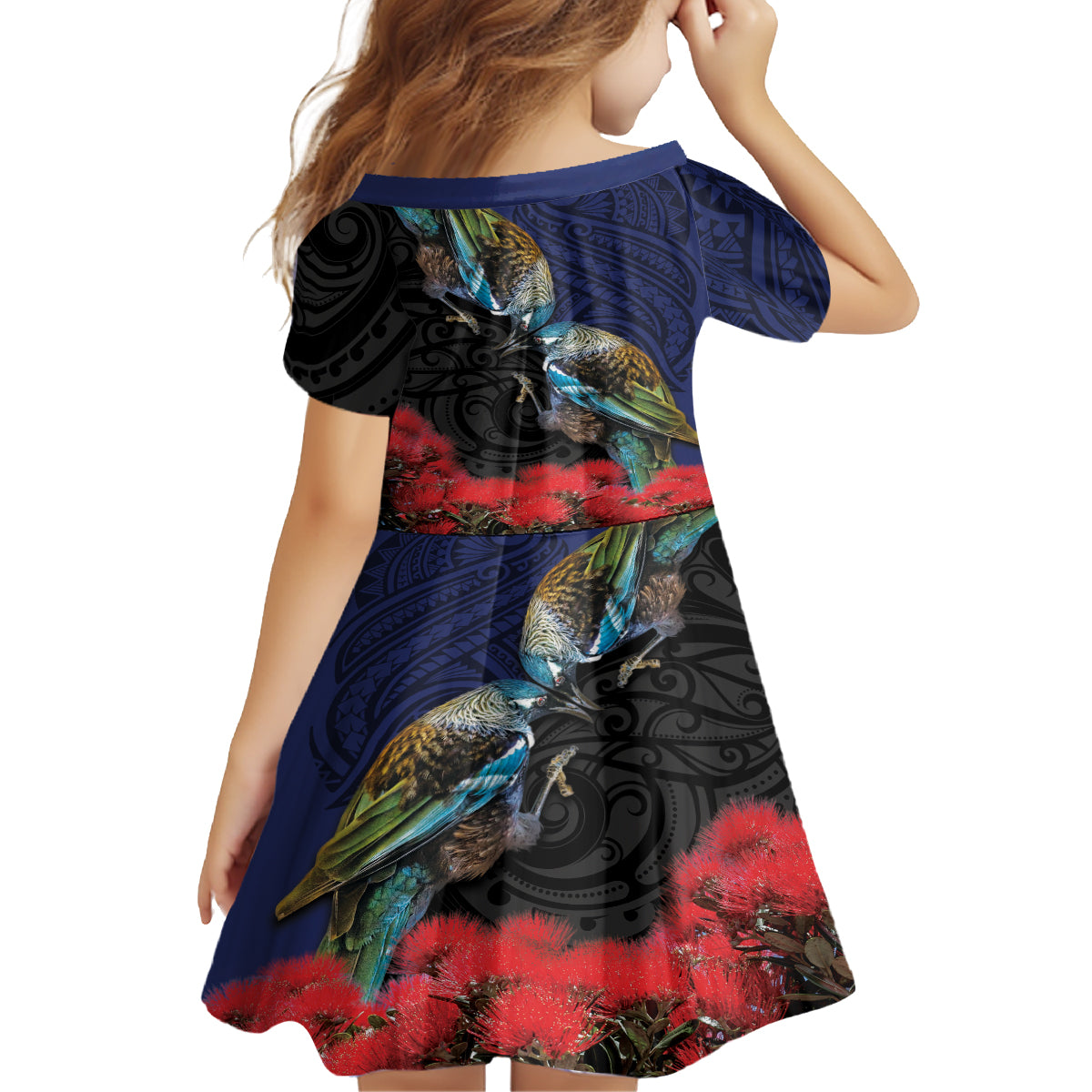 New Zealand Maori Hongi Culture Family Matching Summer Maxi Dress and Hawaiian Shirt Tui Bird Pohutukawa and Polynesian Pattern LT03 - Polynesian Pride